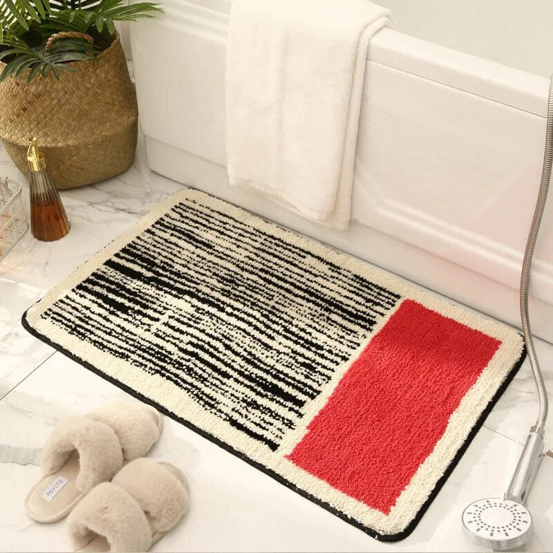 Bath Mat with Abstract Pattern and Anti-Slip Bottom