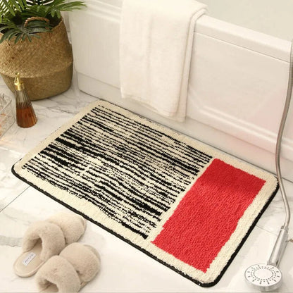 Bath Mat with Abstract Pattern and Anti-Slip Bottom