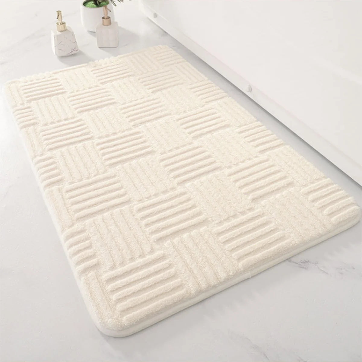 Bath Mat with Anti-Slip Bottom and Absorbent Textured Surface