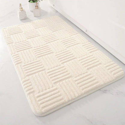 Bath Mat with Anti-Slip Bottom and Absorbent Textured Surface