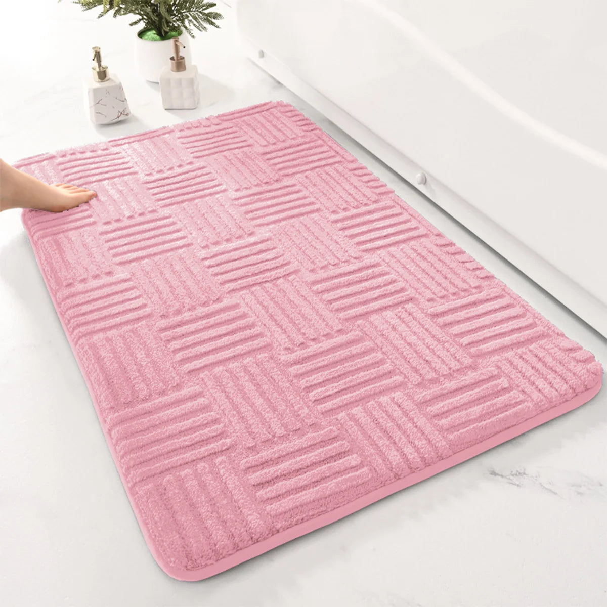 Bath Mat with Anti-Slip Bottom and Absorbent Textured Surface