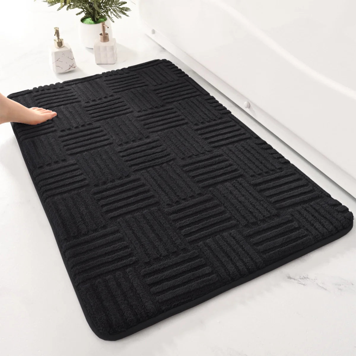 Bath Mat with Anti-Slip Bottom and Absorbent Textured Surface