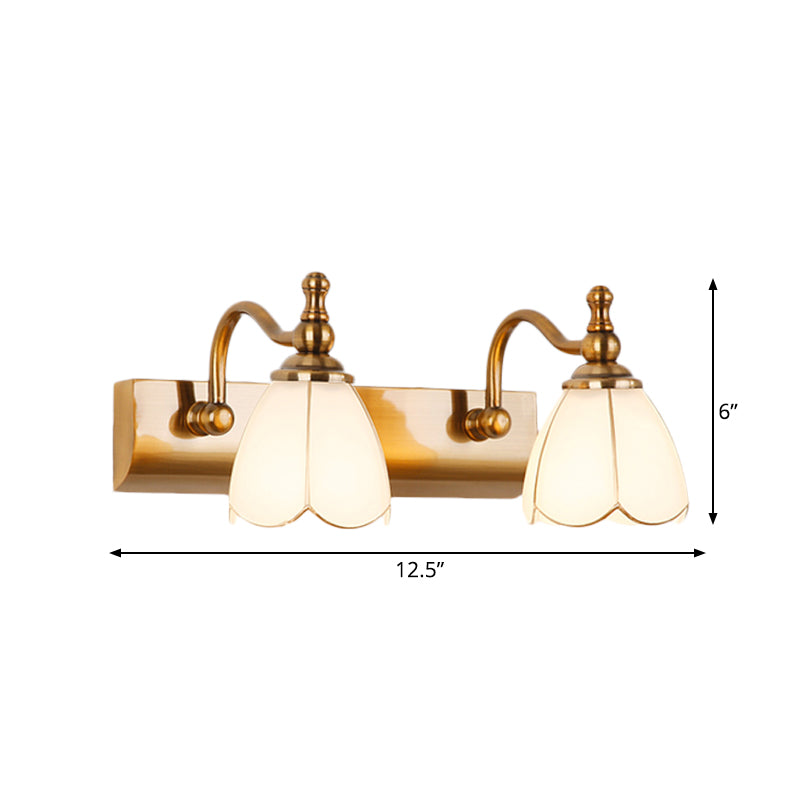 Bathroom Vanity Wall Light Colonial Style with Scalloped Glass Shade
