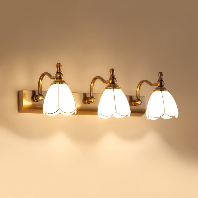Bathroom Vanity Wall Light Colonial Style with Scalloped Glass Shade