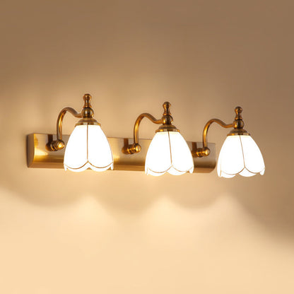 Bathroom Vanity Wall Light Colonial Style with Scalloped Glass Shade
