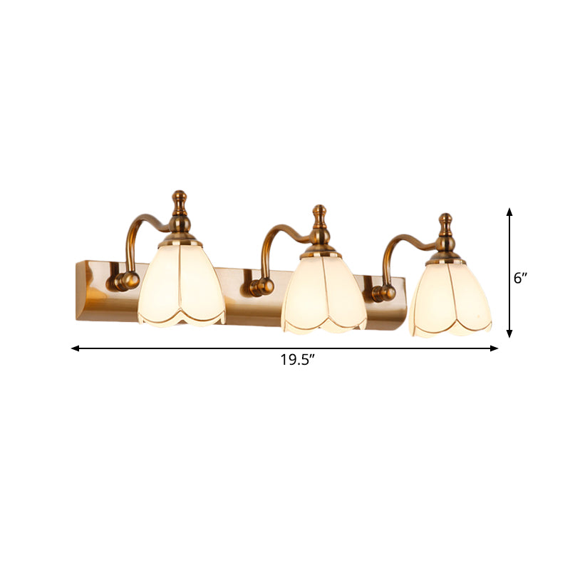 Bathroom Vanity Wall Light Colonial Style with Scalloped Glass Shade