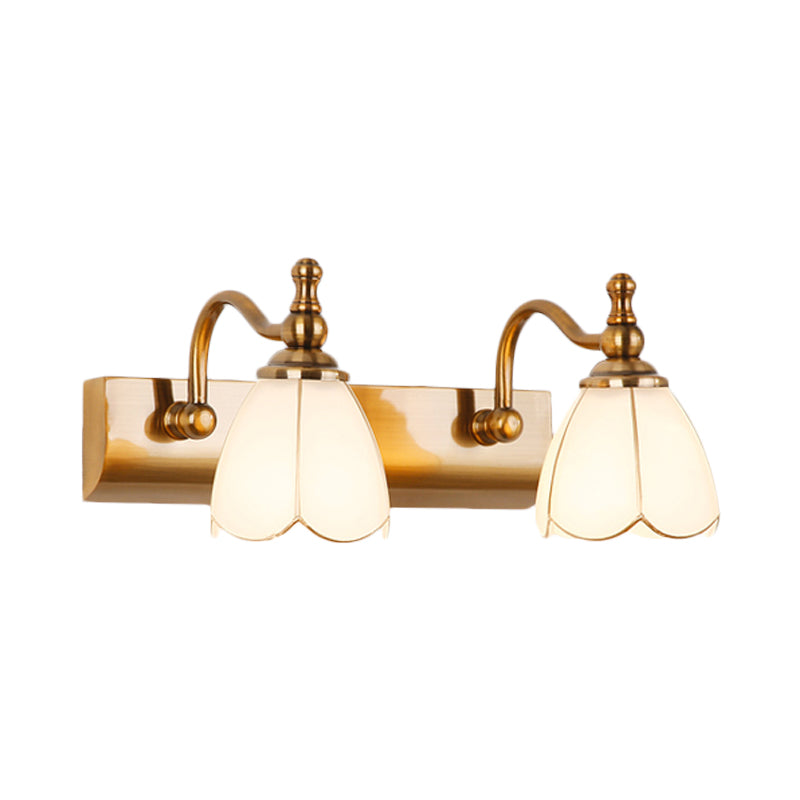 Bathroom Vanity Wall Light Colonial Style with Scalloped Glass Shade