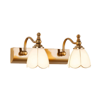 Bathroom Vanity Wall Light Colonial Style with Scalloped Glass Shade