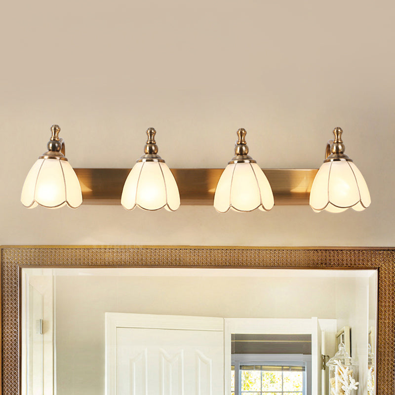 Bathroom Vanity Wall Light Colonial Style with Scalloped Glass Shade