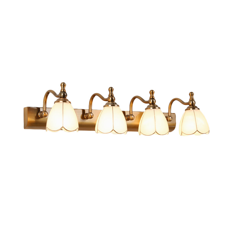 Bathroom Vanity Wall Light Colonial Style with Scalloped Glass Shade