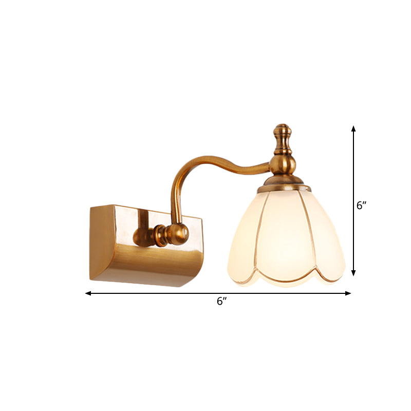 Bathroom Vanity Wall Light Colonial Style with Scalloped Glass Shade