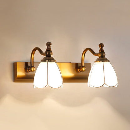 Bathroom Vanity Wall Light Colonial Style with Scalloped Glass Shade