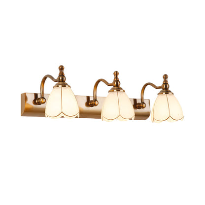 Bathroom Vanity Wall Light Colonial Style with Scalloped Glass Shade