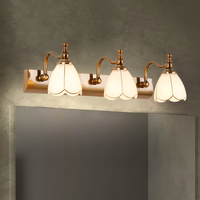 Bathroom Vanity Wall Light Colonial Style with Scalloped Glass Shade