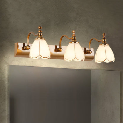 Bathroom Vanity Wall Light Colonial Style with Scalloped Glass Shade