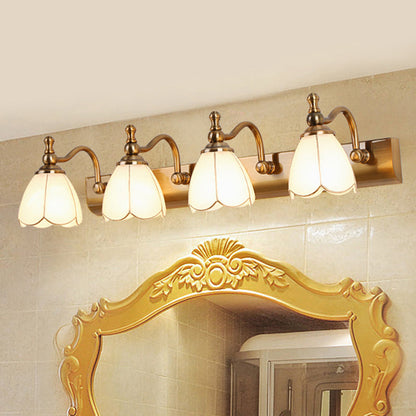 Bathroom Vanity Wall Light Colonial Style with Scalloped Glass Shade