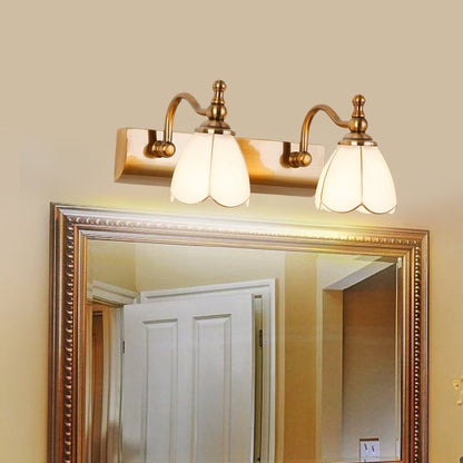 Bathroom Vanity Wall Light Colonial Style with Scalloped Glass Shade