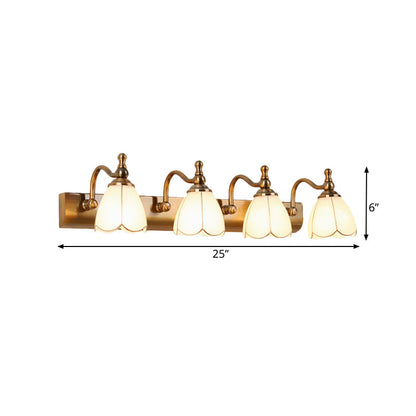 Bathroom Vanity Wall Light Colonial Style with Scalloped Glass Shade