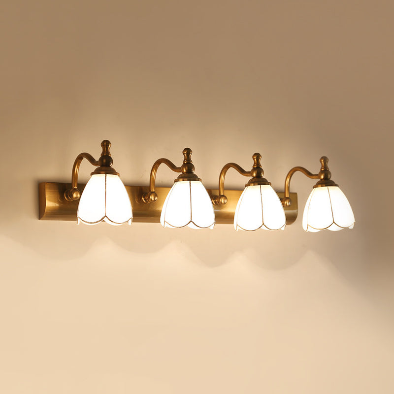 Bathroom Vanity Wall Light Colonial Style with Scalloped Glass Shade