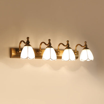 Bathroom Vanity Wall Light Colonial Style with Scalloped Glass Shade