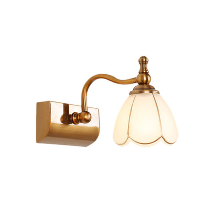 Bathroom Vanity Wall Light Colonial Style with Scalloped Glass Shade