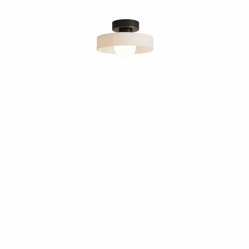 Bauhaus Semi Flush Ceiling Light with Glass Shade and Round Base
