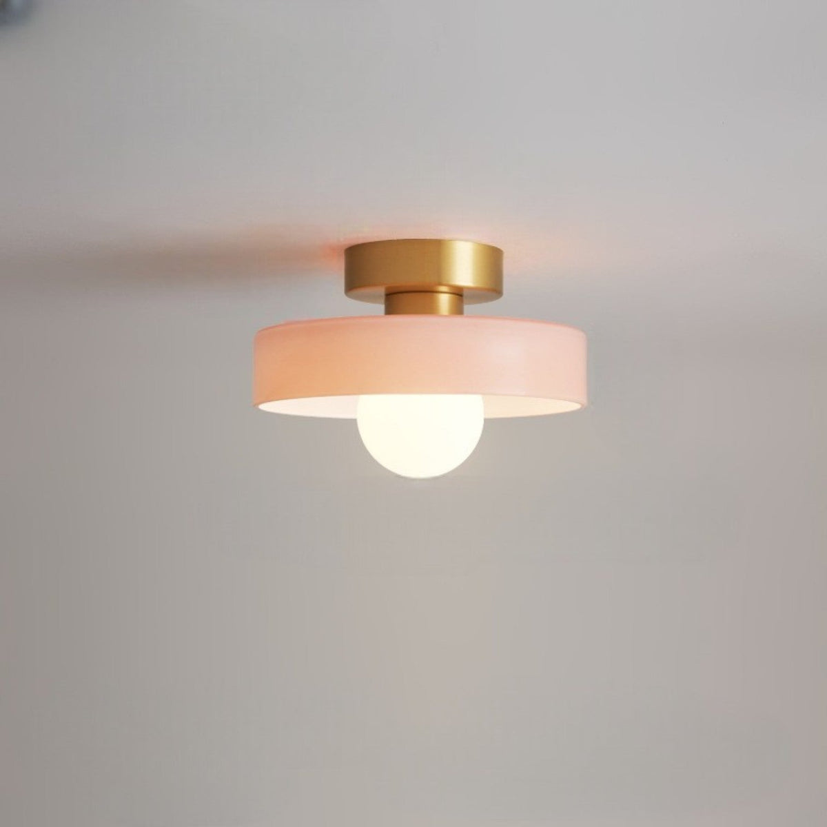 Bauhaus Semi Flush Ceiling Light with Glass Shade and Round Base