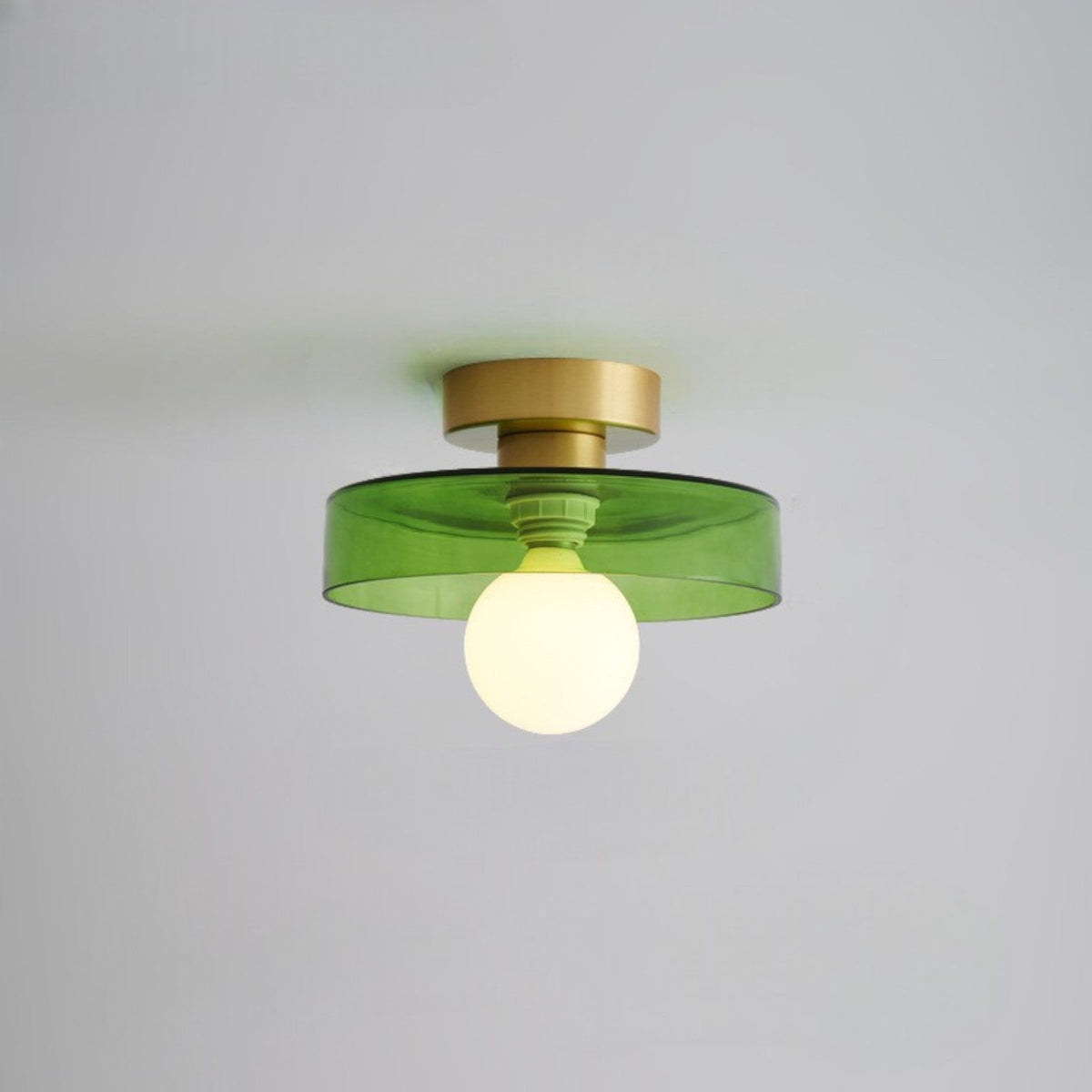 Bauhaus Semi Flush Ceiling Light with Glass Shade and Round Base