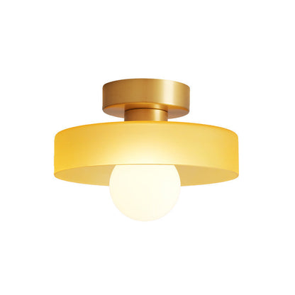 Bauhaus Semi Flush Ceiling Light with Glass Shade and Round Base