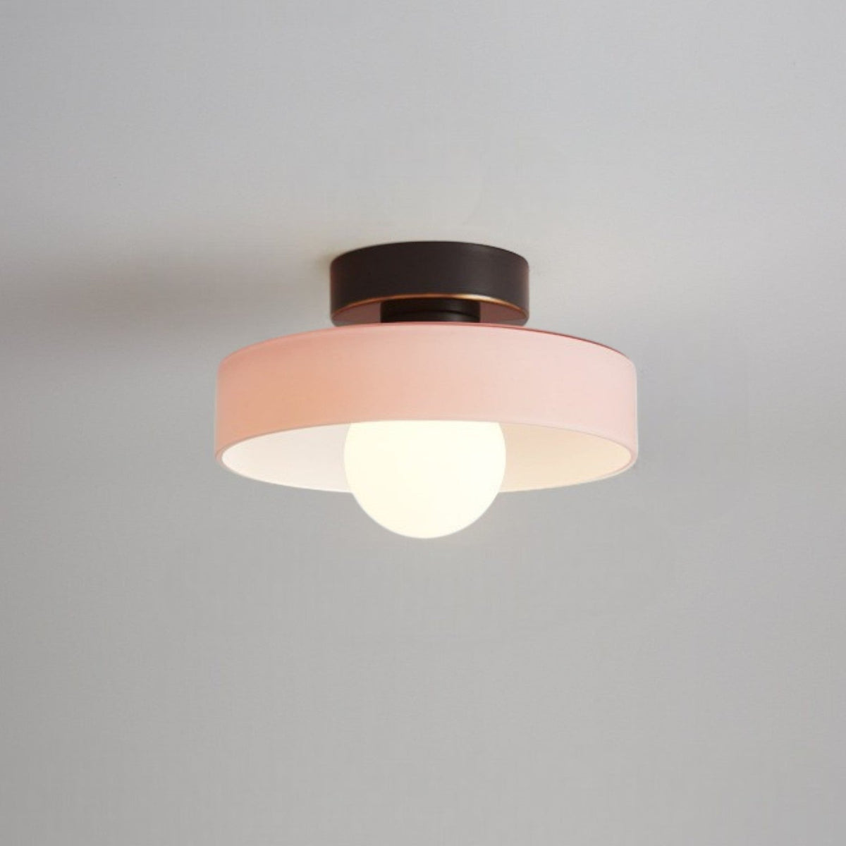 Bauhaus Semi Flush Ceiling Light with Glass Shade and Round Base