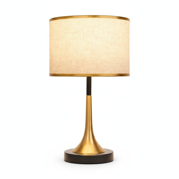 Bedside Table Lamp Retro Style with Touch Sensor and Drum Shade