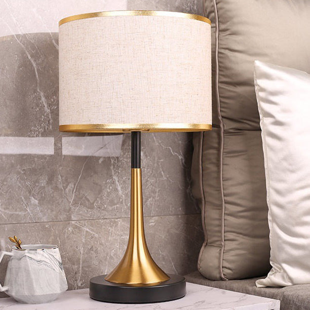 Bedside Table Lamp Retro Style with Touch Sensor and Drum Shade