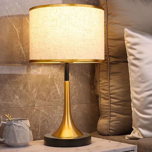 Bedside Table Lamp Retro Style with Touch Sensor and Drum Shade