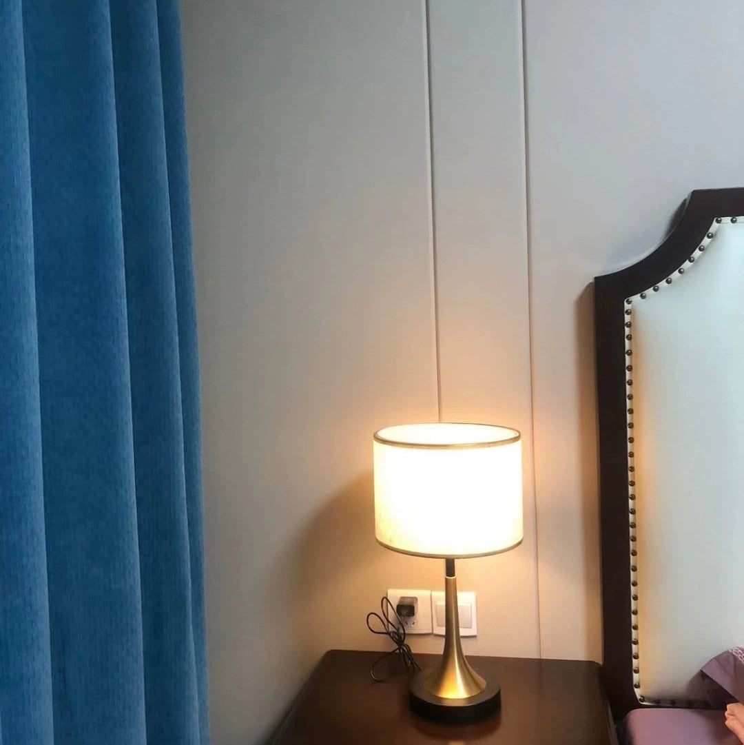 Bedside Table Lamp Retro Style with Touch Sensor and Drum Shade
