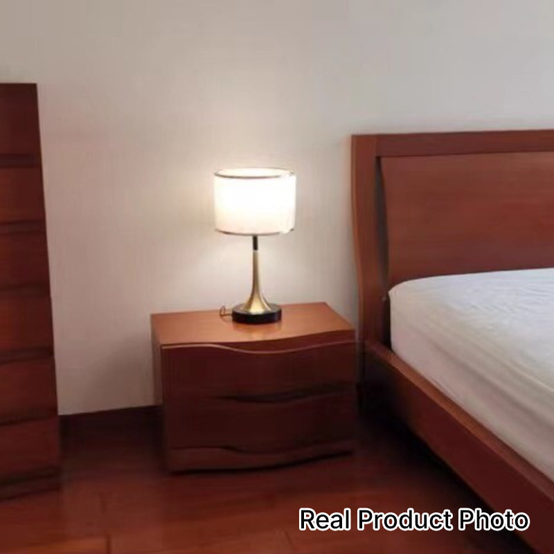Bedside Table Lamp Retro Style with Touch Sensor and Drum Shade