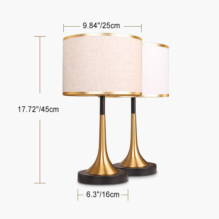 Bedside Table Lamp Retro Style with Touch Sensor and Drum Shade