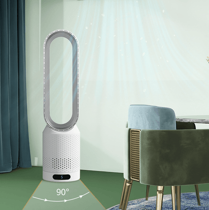 Bladeless Tower Fan with Air Purifier and 90° Oscillation