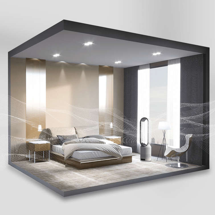 Bladeless Tower Fan with Air Purifier and 90° Oscillation