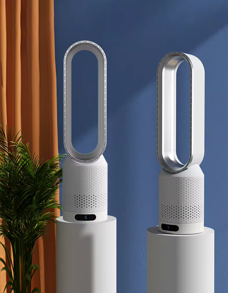 Bladeless Tower Fan with Air Purifier and UV Ionizer, 8 Speeds and 90° Oscillation