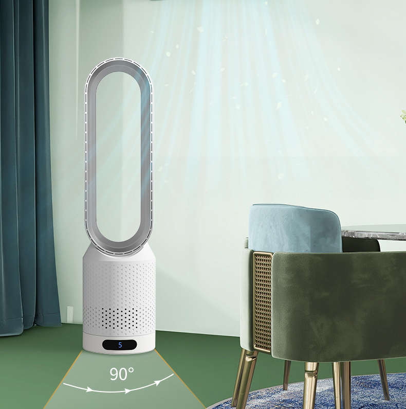 Bladeless Tower Fan with Air Purifier and UV Ionizer, 8 Speeds and 90° Oscillation