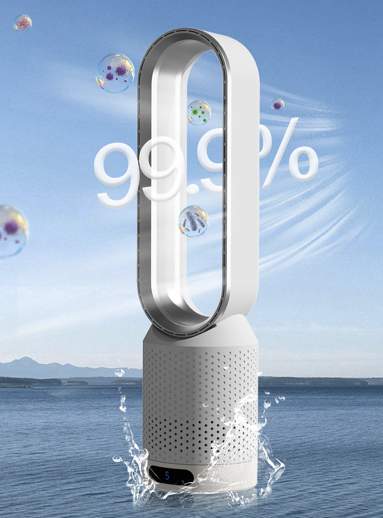 Bladeless Tower Fan with Air Purifier and UV Ionizer, 8 Speeds and 90° Oscillation
