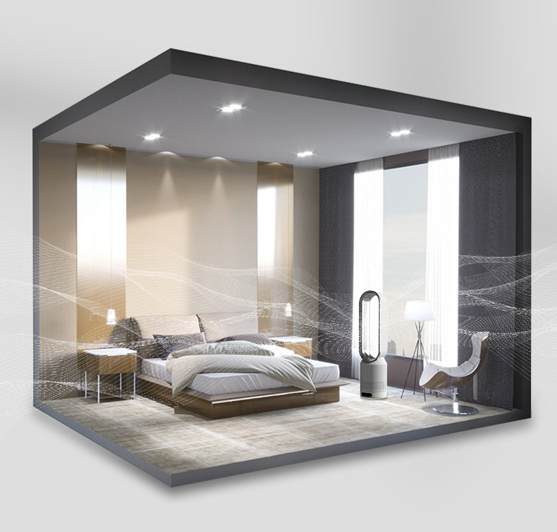 Bladeless Tower Fan with Air Purifier and UV Ionizer, 8 Speeds and 90° Oscillation