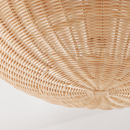 Bohemian Rattan Flush Mount Ceiling Light with Scalloped Dome Shade