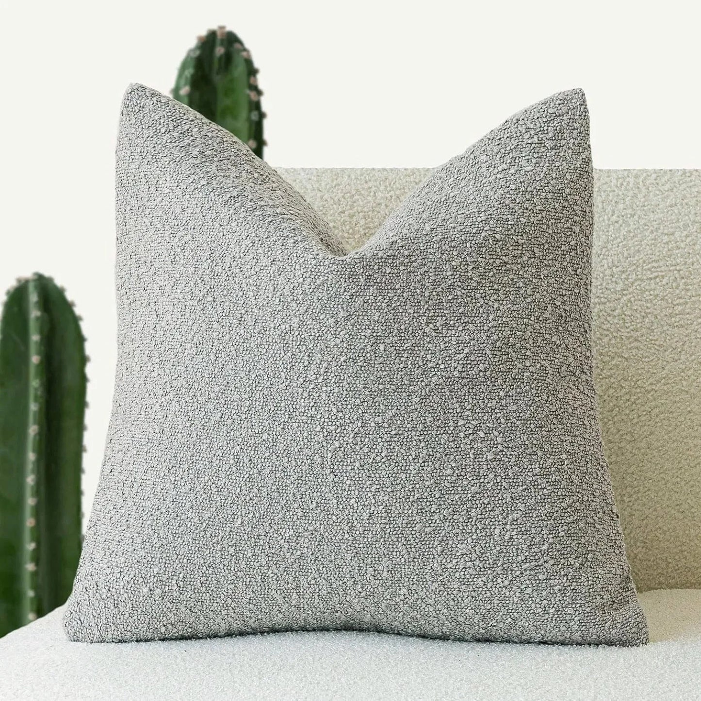 Boucle Cushion Cover Square Textured Throw Pillow Cover for Sofa and Bed