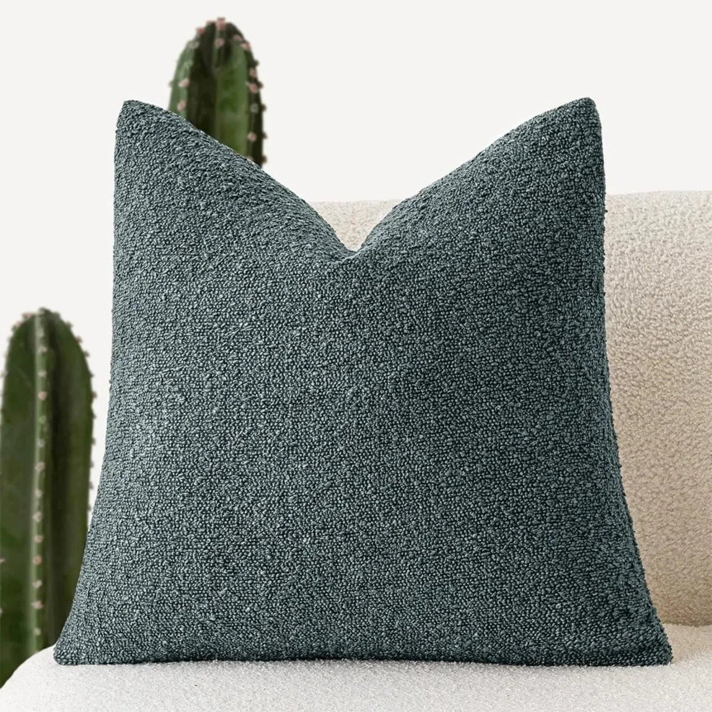 Boucle Cushion Cover Square Textured Throw Pillow Cover for Sofa and Bed