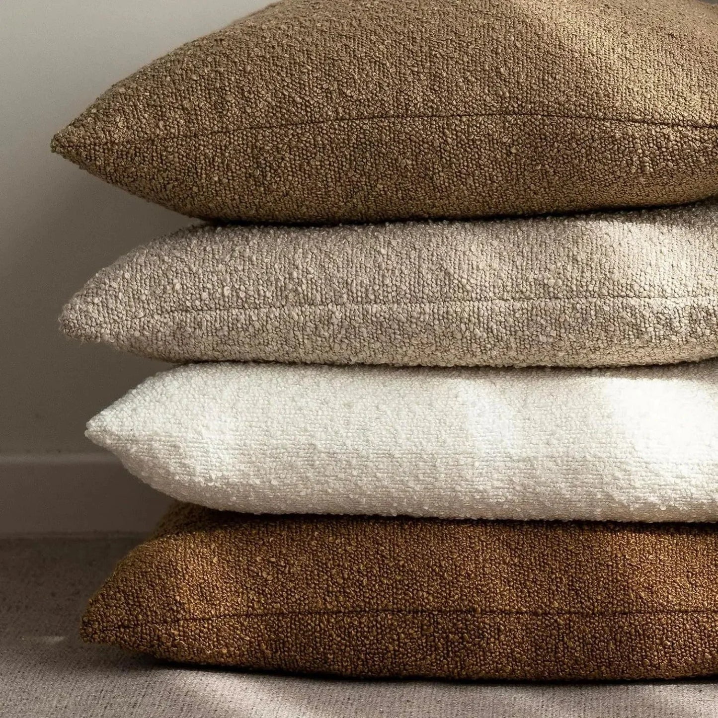 Boucle Cushion Cover Square Textured Throw Pillow Cover for Sofa and Bed