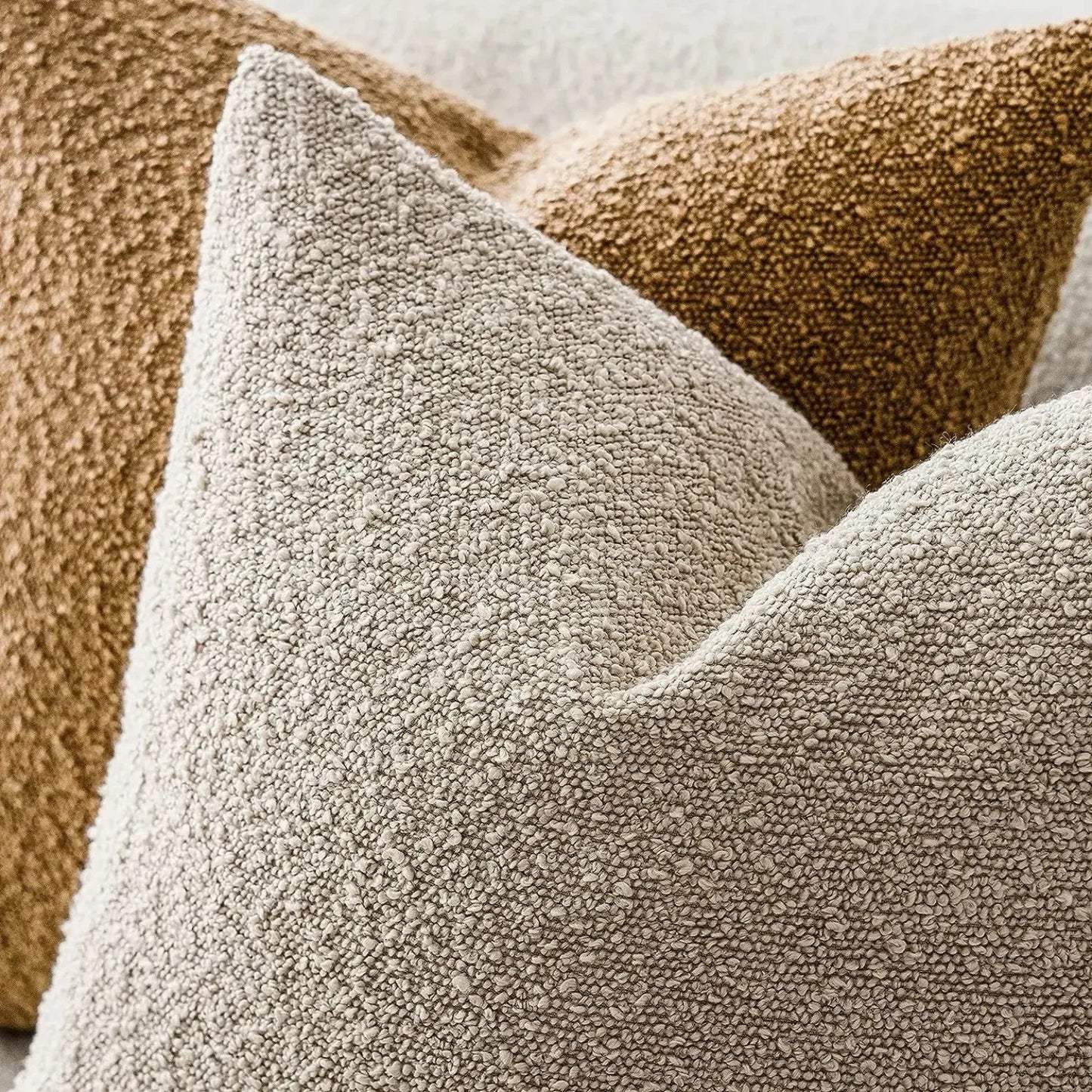 Boucle Cushion Cover Square Textured Throw Pillow Cover for Sofa and Bed