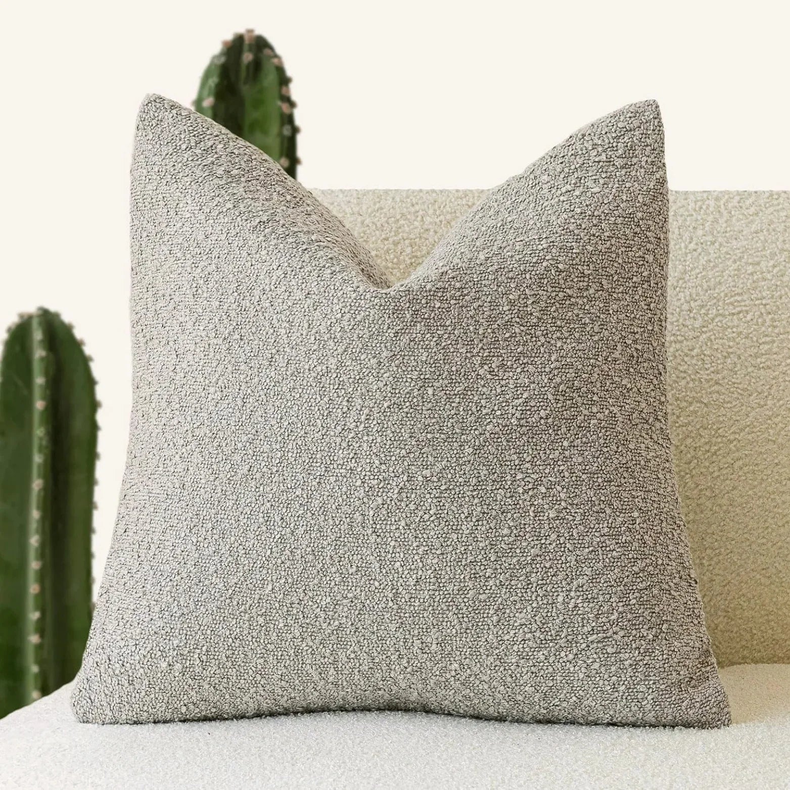 Boucle Cushion Cover Square Textured Throw Pillow Cover for Sofa and Bed