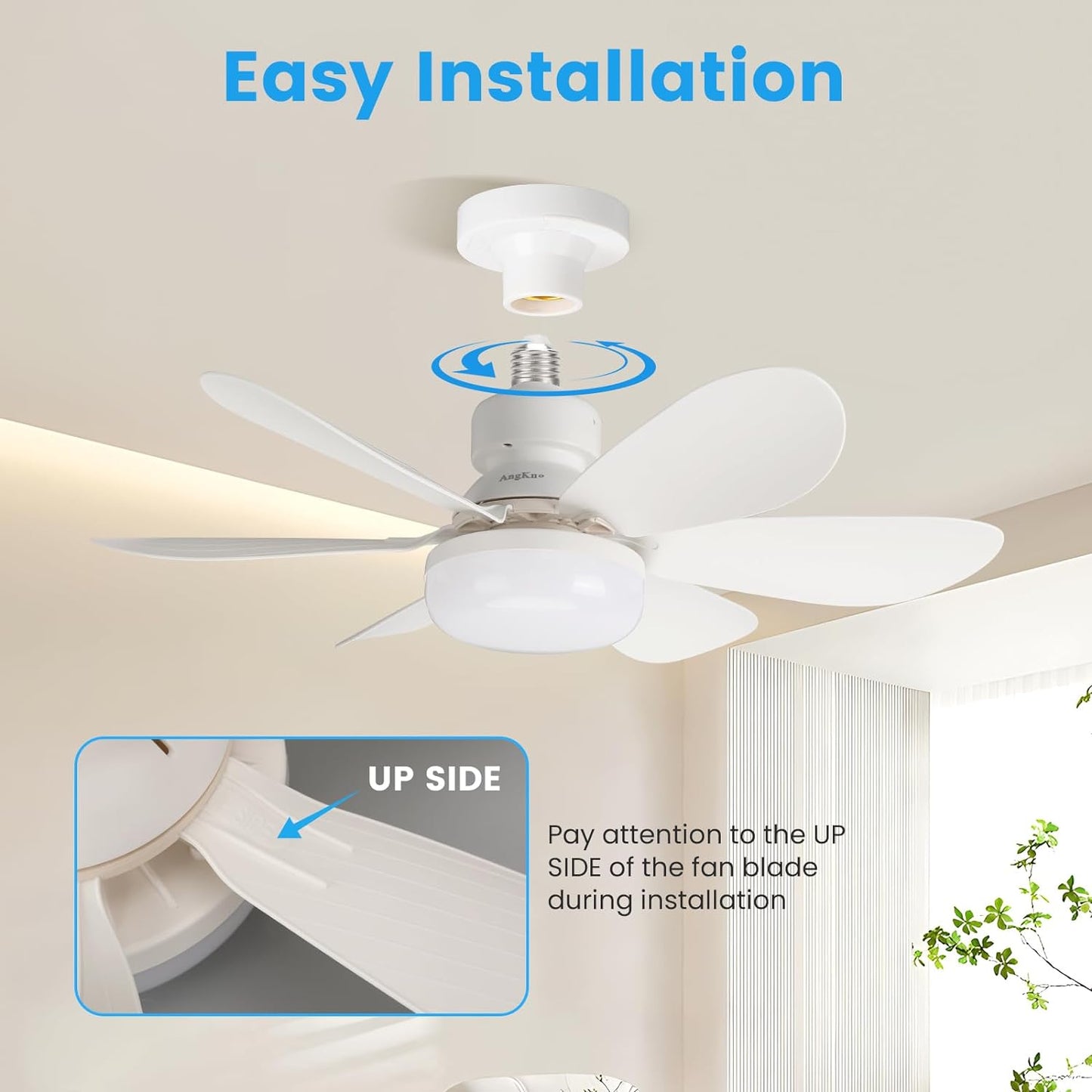 Ceiling Fan with LED Light and Remote Control Dimmable DC Motor