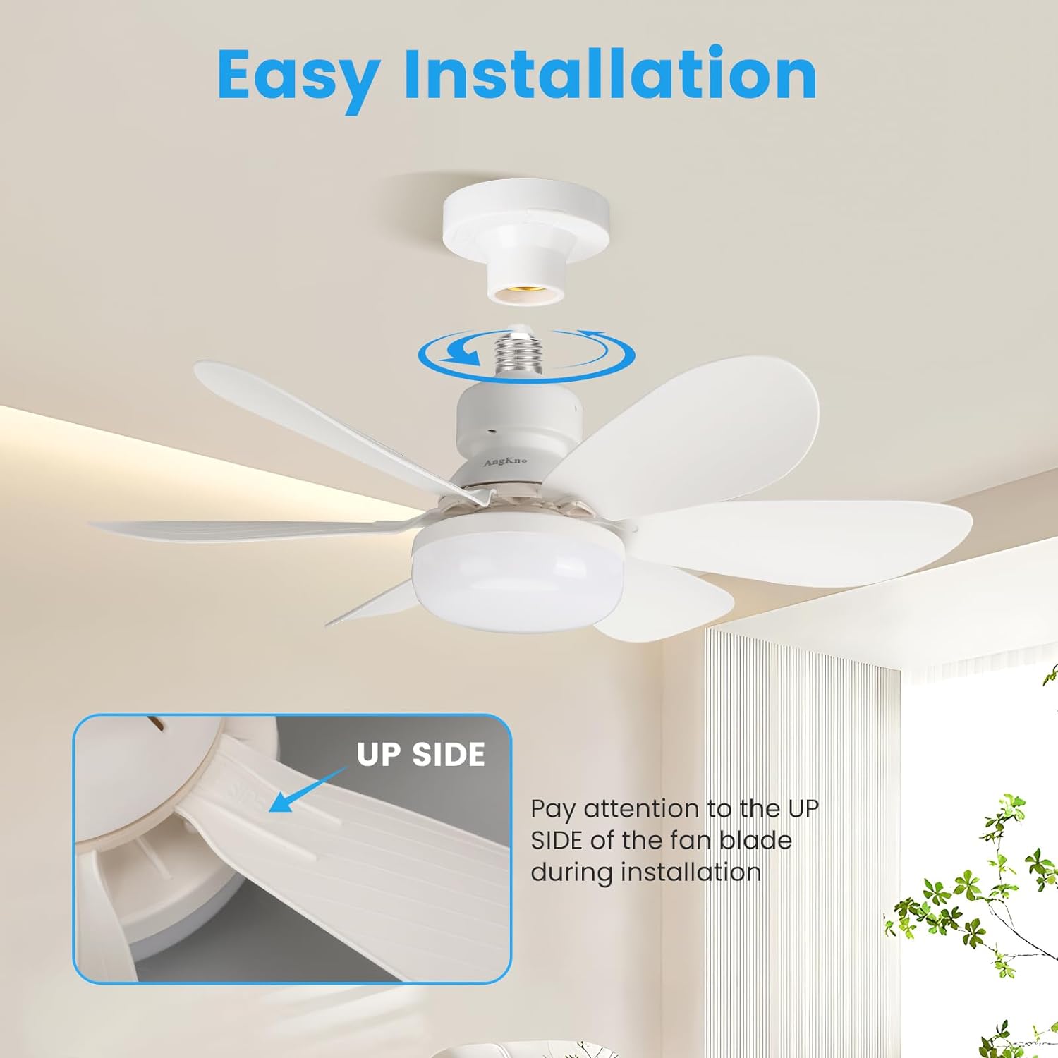 Ceiling Fan with LED Light and Remote Control Dimmable DC Motor